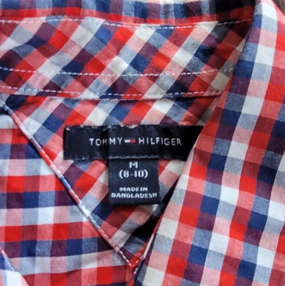 Boy Bundle Button Down Dress Red White Plaid Checker Pattern Shirts Blue Blazer - Picture 3 of 10